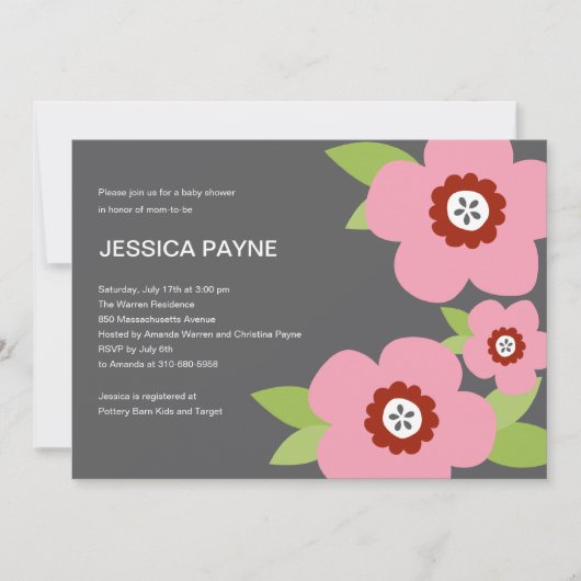 Invitation Baby shower de fleurs modernes (Devant)