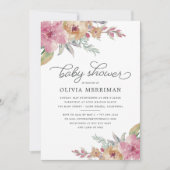 Invitation Baby shower de fleurs peintes (Devant)