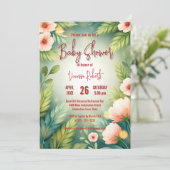 Invitation Baby shower de fleurs printanières enchantant (Debout devant)