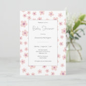 Invitation Baby shower de fleurs rétro doux (Debout devant)