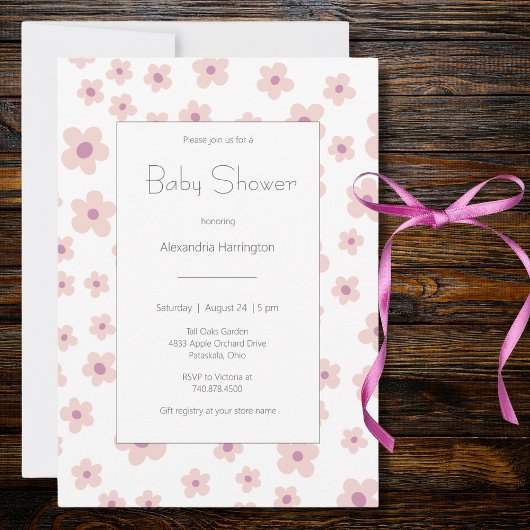 Invitation Baby shower de fleurs rétro doux