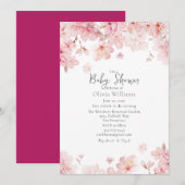 Invitation Baby shower de fleurs rose cerisier (Devant / Derrière)