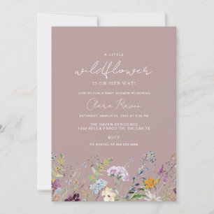 Invitation Baby shower de fleurs rose Dusty Fleur sauvage