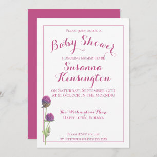 Invitation Baby shower de fleurs rose Fleur sauvage aquarelle