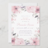 Invitation Baby shower de fleurs roses (Devant)