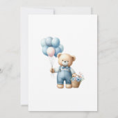Invitation Baby shower de fleurs roses à l'ours bleu Brown (Dos)