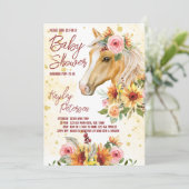 Invitation Baby shower de fleurs roses du ranch (Debout devant)