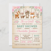 Invitation Baby shower de fleurs rousses de forêt rustique (Devant)