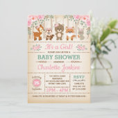 Invitation Baby shower de fleurs rousses de forêt rustique (Debout devant)