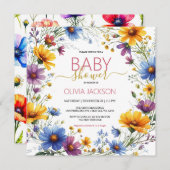 Invitation Baby shower de fleurs sauvages (Devant / Derrière)