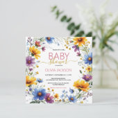 Invitation Baby shower de fleurs sauvages (Debout devant)