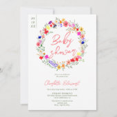 Invitation Baby shower de fleurs sauvages chics et vives (Devant)