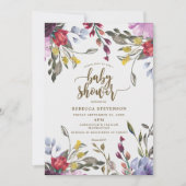 Invitation baby shower de fleurs sauvages de boho moderne inv (Devant)