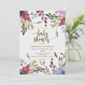 Invitation baby shower de fleurs sauvages de boho moderne inv (Debout devant)