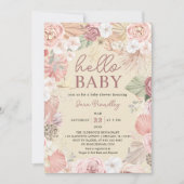 Invitation Baby shower de fleurs séchées tropicales en terre  (Devant)