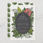 Invitation Baby shower de fleurs tropicales (Devant / Derrière)
