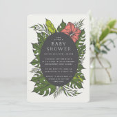 Invitation Baby shower de fleurs tropicales (Debout devant)