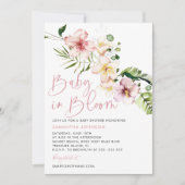 Invitation Baby shower de fleurs tropicales, bébé en fleur (Devant)