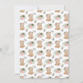 Invitation Baby shower de fleurs vert et rose de l'ours Sage (Dos)