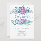 Invitation Baby shower de fleurs violettes (Devant)
