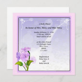 Invitation Baby shower de fleurs violettes (Devant / Derrière)