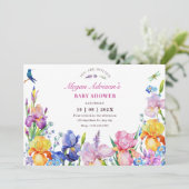 Invitation Baby shower de fleurs violettes du jardin (Debout devant)