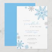 Invitation Baby shower de Flocon de neige Bleu petit garçon I (Devant / Derrière)