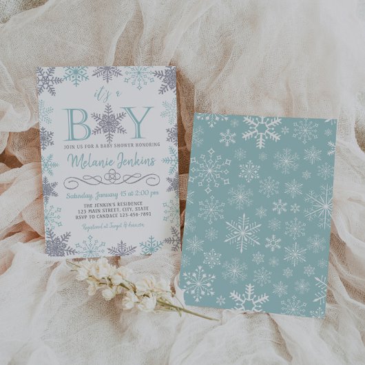 Invitation Baby shower de Flocon de neige Boy Wint