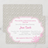 Invitation Baby shower de flocon de neige gris et (Devant / Derrière)