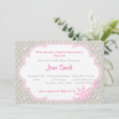 Invitation Baby shower de flocon de neige gris et (Debout devant)