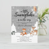Invitation Baby shower de flocon de neige pour animaux des bo (Debout devant)