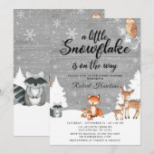 Invitation Baby shower de flocon de neige pour animaux des bo (Devant / Derrière)