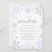 Invitation Baby shower de flocon de neige pourpre (Devant)