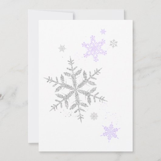 Invitation Baby shower de flocon de neige pourpre (Dos)
