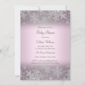 Invitation Baby shower de flocon de neige rose en  (Dos)