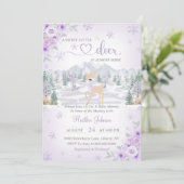 Invitation Baby shower de Flocon de neige violet de cerf d'hi (Debout devant)
