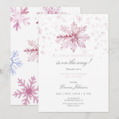 Invitation Baby shower de flocon rose (Devant / Derrière)