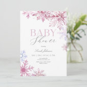 Invitation Baby shower de flocon rose (Debout devant)