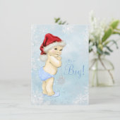 Invitation Baby shower de flocons de neige bleu petit Père No (Debout devant)