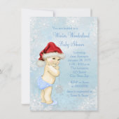 Invitation Baby shower de flocons de neige bleu petit Père No (Dos)