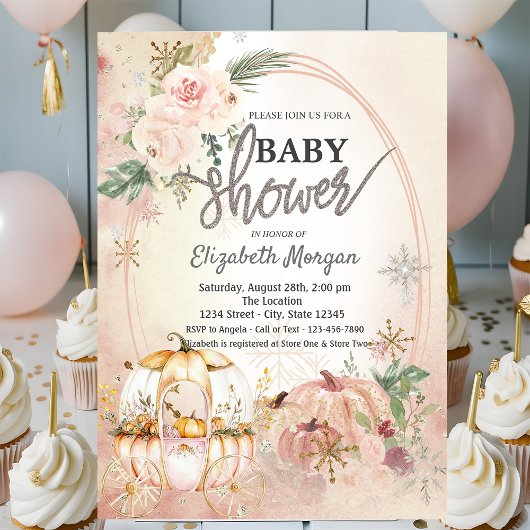 Invitation Baby shower de flocons de neige citrouilles