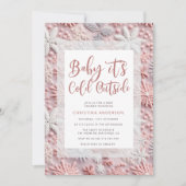 Invitation Baby shower de flocons de neige rose hiver (Devant)
