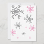 Invitation Baby shower de flocons de neige rose hiver (Dos)