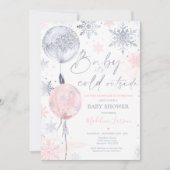 Invitation Baby shower de flocons de neige rose hiver (Devant)