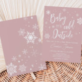 Invitation Baby shower de flocons de neige rose moderne