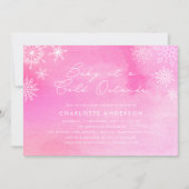 Invitation Baby shower de flocons d'eau rose (Devant)