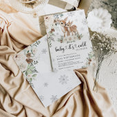 Invitation Baby shower de flocons d'hiver blanc cerf