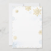 Invitation Baby shower de flocons d'hiver bleu et or (Dos)