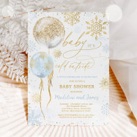 Baby shower de flocons d'hiver bleu et or