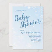 Invitation Baby shower de flocons d'hiver Blue Boy (Devant)